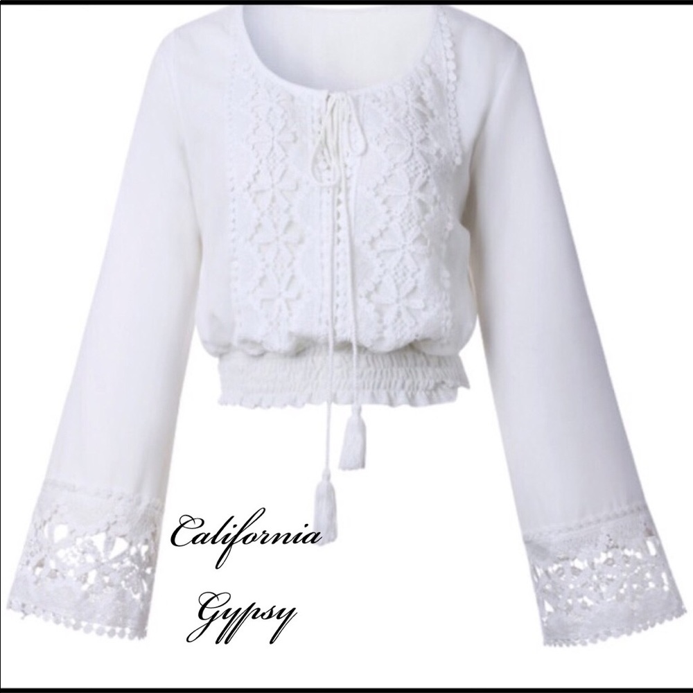Boho Chic Crochet Bell Sleeve Top LAST ONE - Picture 3 of 7
